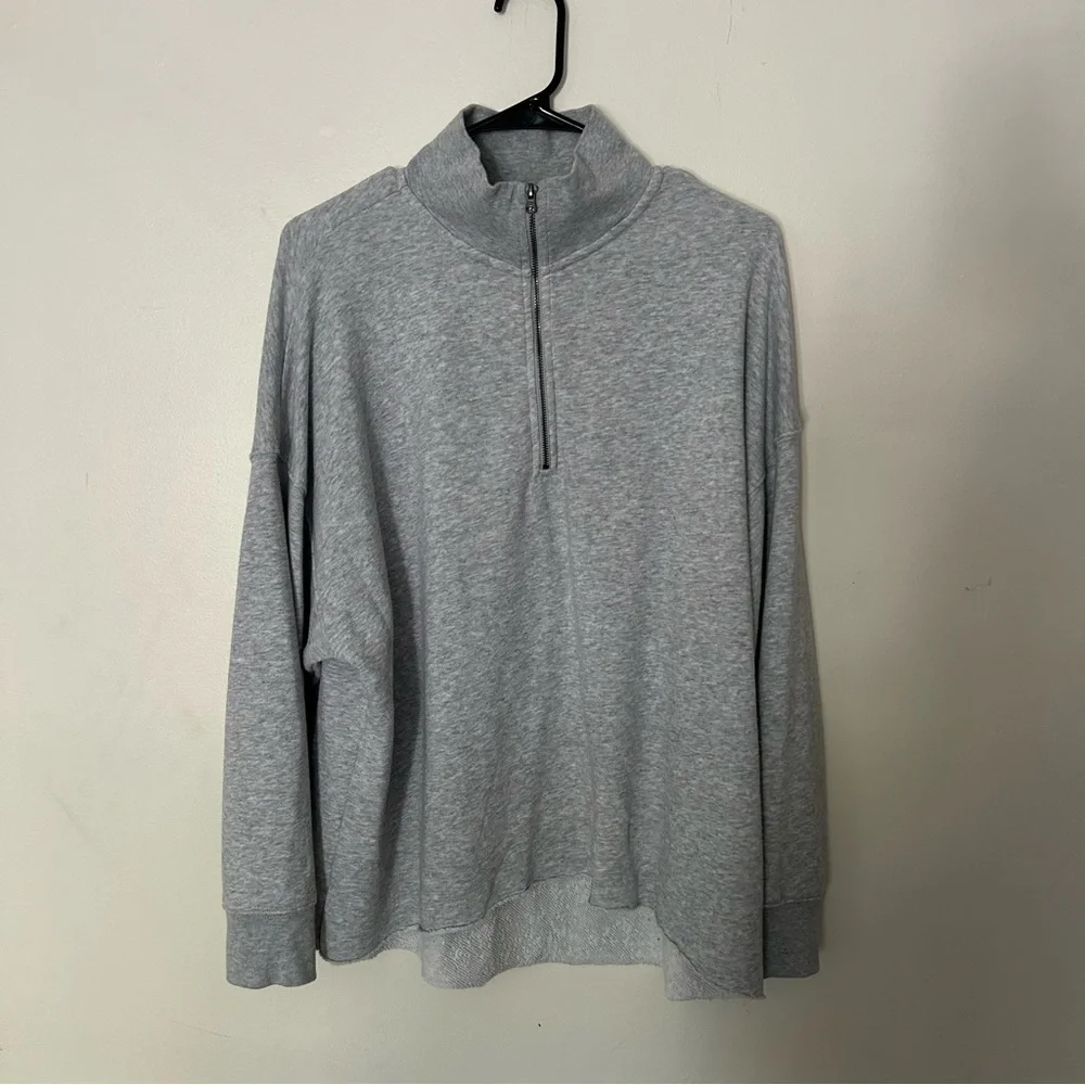Aerie Gray Quarter-Zip Sweatshirt • Lightweight Pullover • Size Medium • - Picture 1 of 3
